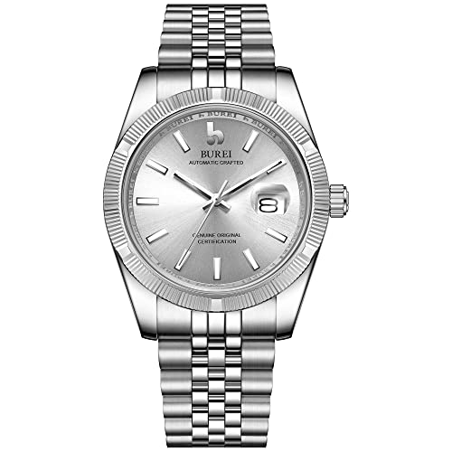 BUREI Herren Automatikuhr Luxus Business Wasserdicht Edelstahl Uhren für Männer, Self-Winding von BUREI