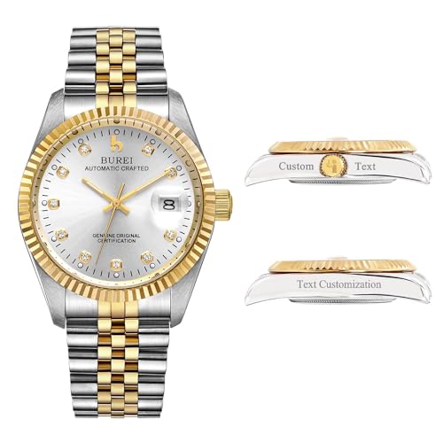 BUREI Herren Custom Uhren Personalisiertes Luxus -automatik -Armbanduhrgesschenk, Kalenderdatum Display Mit Saphirkristall -Strass -markern… von BUREI