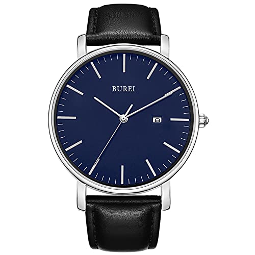 BUREI Herren Uhren Ultra Dünne Minimalistische Quarzuhr mit Datumsanzeige für Damen und Herren Classic Design von BUREI