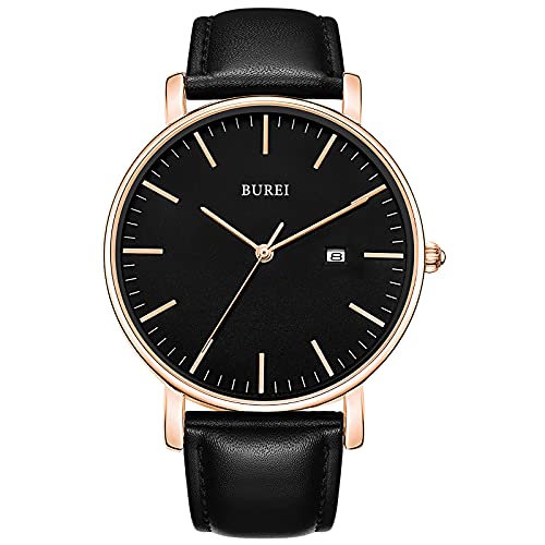 BUREI Herren Uhren Ultra Dünne Minimalistische Quarzuhr mit Datumsanzeige für Damen und Herren Classic Design von BUREI