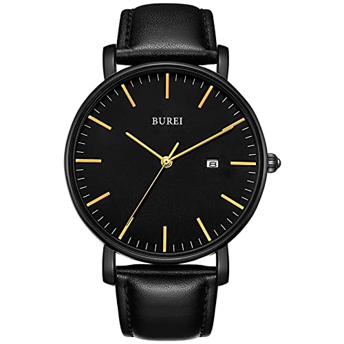 BUREI Herren Uhren Ultra Dünne Minimalistische Quarzuhr mit Datumsanzeige für Damen und Herren Classic Design von BUREI