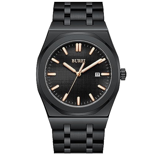 BUREI Uhren Herren Edelstahl Analog Armbanduhr Herren Wasserdicht Datum Herrenuhren Klassische Business Männer Quarzuhr Geschenke für Männer von BUREI