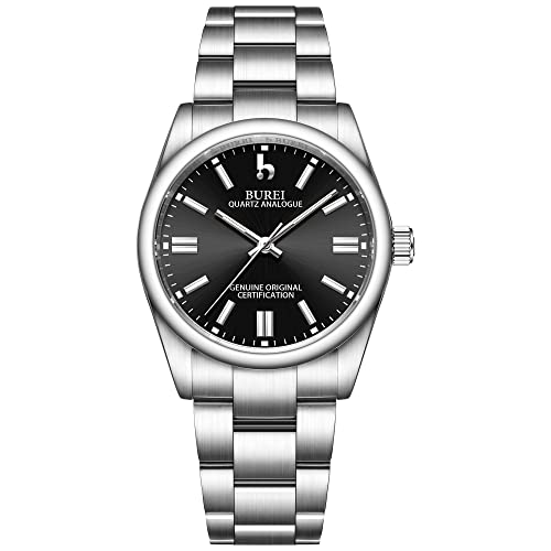 BUREI Mode Damenuhren 36mm Analog Quarz mit Edelstahlarmband für Damen Business wasserdichte Armbanduhr Muttertagsgeschenk von BUREI