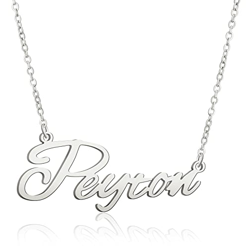 BUREI Namenskette Personalisiert Silber Damen Halskette mit Namen Rosegold/Gold Vergoldet Kette Peyton Geschenk für Freuen, Herren, Freundin, Mutter, Schwester von BUREI