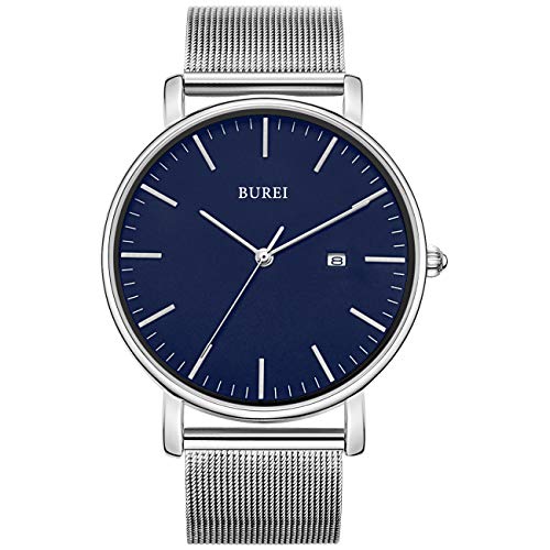 BUREI Herren-Armbanduhren,Minimalistische Analog-Quarz-Uhren für Männer mit Mesh-Band,Geschenke für Männer von BUREI
