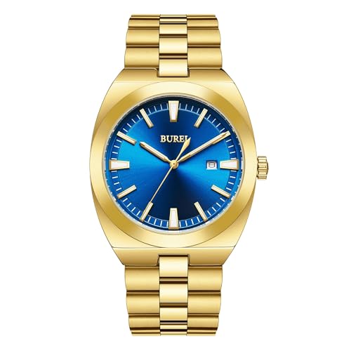 BUREI Uhren Herren Edelstahl Analog Armbanduhr Herren Wasserdicht Datum Herrenuhren Klassische Business Männer Quarzuhr Geschenke für Männer von BUREI