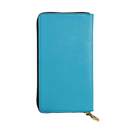 BURGHR Alte Ziegelmauer bedrucktes Leder Reißverschluss um kontinentale Brieftasche, Clutch-Brieftasche Kreditkartenhalter, Sea Cyan, Einheitsgröße, Modern von BURGHR