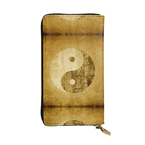 BURGHR Farbe Octopus bedruckter Leder-Reißverschluss um kontinentale Brieftasche, Kupplungs-Mappen-Kreditkartenhalter, Yin-Yang-Symbol, Einheitsgröße, Modern von BURGHR