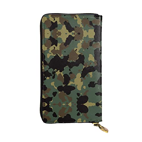 BURGHR Gelbe Sonnenblume gedruckt Leder Reißverschluss um kontinentale Brieftasche, Kupplung Brieftasche Kreditkartenhalter, Camouflage-Muster, Einheitsgröße, Modern von BURGHR