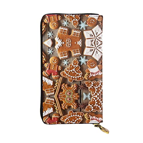 BURGHR Gingerbread Cookies bedrucktes Leder Reißverschluss um Continental Geldbörse, Clutch-Geldbörse, Kreditkartenetui, Lebkuchen-Kekse, Einheitsgröße, Modern von BURGHR