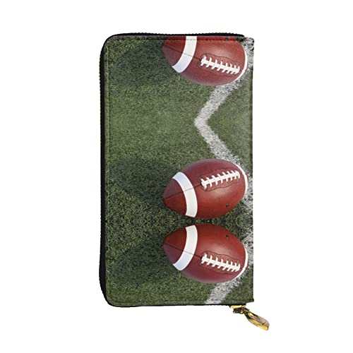 BURGHR Happy Halloween Bedrucktes Leder Reißverschluss um Continental Geldbörse Clutch Brieftasche Kreditkartenetui, American Football, Einheitsgröße, Modern von BURGHR