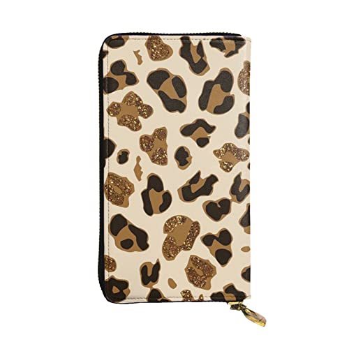 BURGHR Karierte Flagge Racing Bedruckte Leder Reißverschluss um Continental Brieftasche, Clutch Brieftasche Kreditkartenhalter, Animal Leopard, Einheitsgröße, Modern von BURGHR