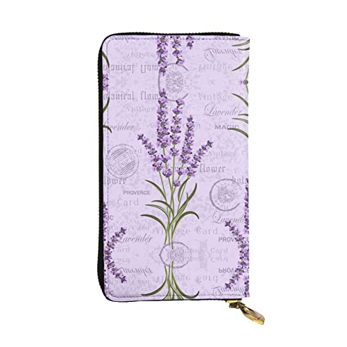 BURGHR Lavendel Stempel gedruckt Leder Reißverschluss um Continental Brieftasche, Kupplung Brieftasche Kreditkarte Halter, Lavendel Stempel, Einheitsgröße, Modern von BURGHR