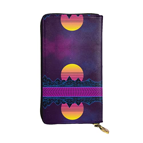 BURGHR Native American Tribes Bedrucktes Leder Reißverschluss um Continental Brieftasche, Clutch-Geldbörse, Kreditkartenetui, Retrowave Bilder, Einheitsgröße, Modern von BURGHR