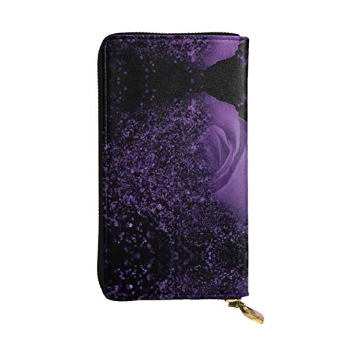 BURGHR Old Viking Boat Printed Leather Zip Around Continental Wallet, Clutch Wallet Credit Card Holder, Purple Rose, Einheitsgröße, Modern von BURGHR