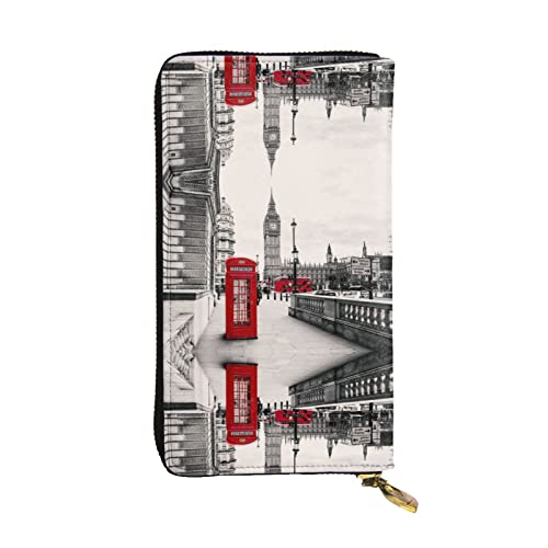 BURGHR Verschiedene Arten von Angelködern bedruckten Leder-Reißverschluss um kontinentale Brieftasche, Clutch-Brieftasche-Kreditkartenhalter, Rote Telefonzelle London Street, Einheitsgröße, Modern von BURGHR