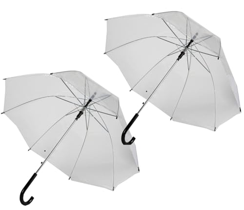 BURI 2 Stück Regenschirme 90cm groß Regenschirm durchsichtig transparent sturmfest windfest windsicher Automatik mit Knopf automatische Öffnung transparenter Schirm Hochzeitsgeschenk stabil 2er Set von BURI