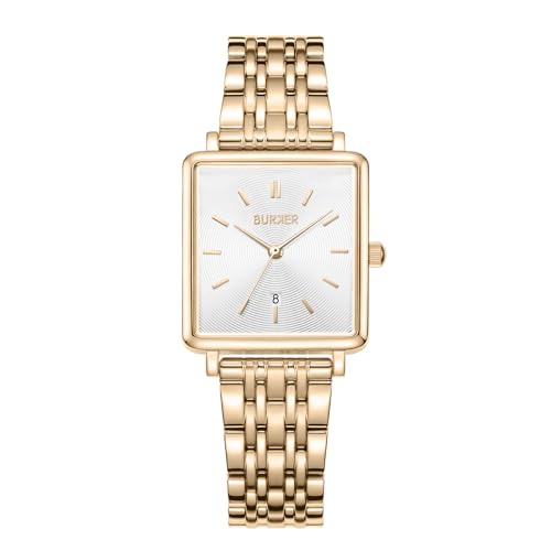 BURKER Armbanduhr Daisy Gold - Damen Uhr Liebes Geschenk für Sie - Analog Quarz Armbanduhr Quadratisch Wasserdicht 3 ATM - 28 mm von BURKER