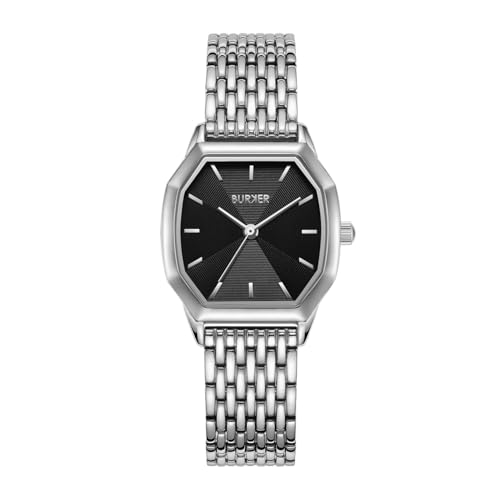 BURKER Damenuhr Julia, Hexagon-Gehäuse Damen Armbanduhr Gliederarmband Edelstahl Analog Quarz 3-ATM Wasserdicht - 32 mm - Silber Schwarz BURKER Damenuhr Julia, Hexagon-Gehäuse Damen Armbanduhr Gliederarmband Edelstahl Analog Quarz 3-ATM Wasserdicht - 32 mm - Silber Schwarz von BURKER