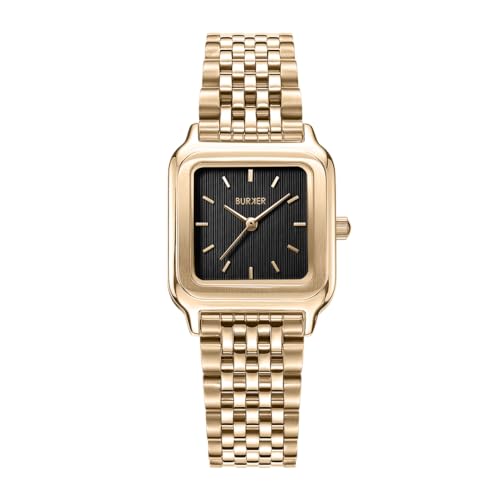 BURKER Damenuhr Macy Gold Schwarz - Luxuriöses Geschenk für Sie Damen Armbanduhr Analog Quarz Wasserdicht 3 ATM - 26 mm von BURKER