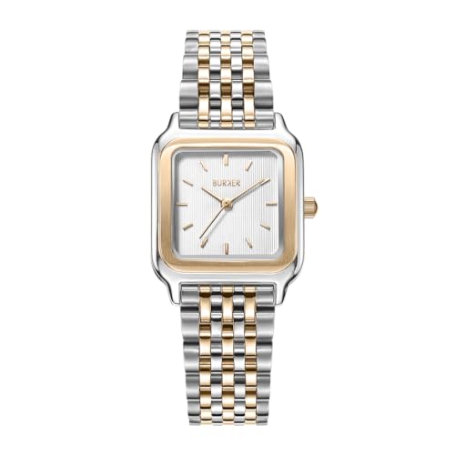 BURKER Damenuhr Macy Gold Silber - Luxuriöses Geschenk für Sie Damen Armbanduhr Analog Quarz Wasserdicht 3 ATM - 26 mm von BURKER