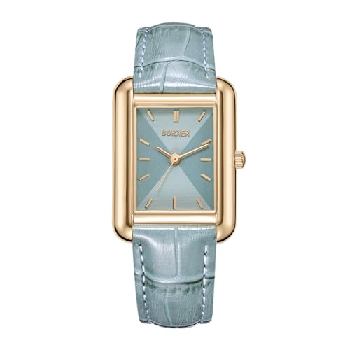 BURKER Damenuhr Olivia, Quadratische Damen Armbanduhr LEderarmband Edelstahl Analog Quarz 3-ATM Wasserdicht - 29 mm - Gold Grau Leder BURKER Damenuhr Olivia, Quadratische Damen Armbanduhr LEderarmband Edelstahl Analog Quarz 3-ATM Wasserdicht - 29 mm - Gold Grau Leder von BURKER