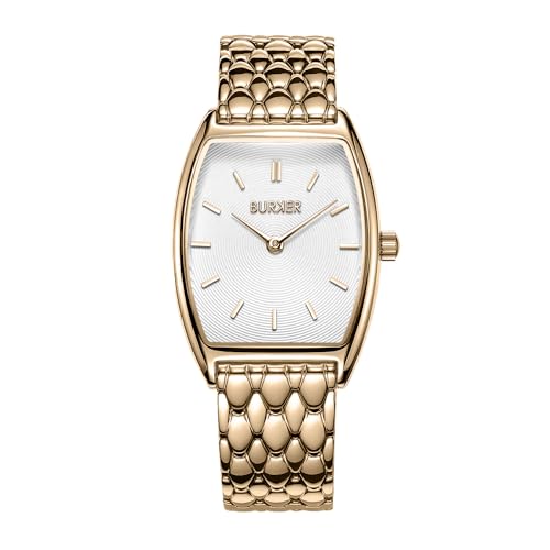 BURKER Damenuhr Grace, Oval Damen Armbanduhr Gliederarmband Edelstahl Analog Quarz 3-ATM Wasserdicht - 25 mm - Gold von BURKER