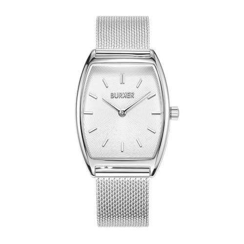 BURKER Damenuhr Grace, Oval Damen Armbanduhr Milanaise-Armband Edelstahl Analog Quarz 3-ATM Wasserdicht - 25 mm - Silber Weiß BURKER Damenuhr Grace, Oval Damen Armbanduhr Milanaise-Armband Edelstahl Analog Quarz 3-ATM Wasserdicht - 25 mm - Silber Weiß von BURKER