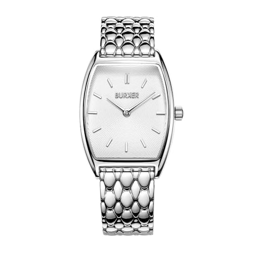 BURKER Damenuhr Grace, Oval Damen Armbanduhr Gliederarmband Edelstahl Analog Quarz 3-ATM Wasserdicht - 25 mm - Silber Weiß BURKER Damenuhr Grace, Oval Damen Armbanduhr Gliederarmband Edelstahl Analog Quarz 3-ATM Wasserdicht - 25 mm - Silber Weiß von BURKER