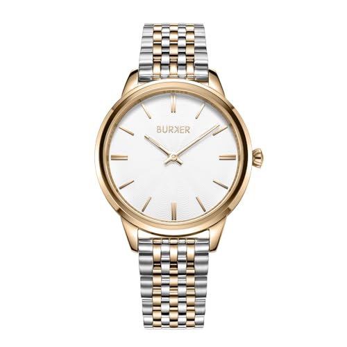 BURKER Damen Uhr Emily - Armbanduhr Gold Silber - Damen Uhr Liebes Geschenk für Sie - Edelstahl Analog Quarz Wasserdicht 3 ATM - 36 mm von BURKER