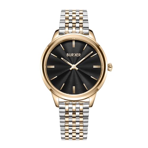 BURKER Damen Uhr Emily - Armbanduhr Schwarz Gold Silber - Damen Uhr Liebes Geschenk für Sie - Edelstahl Analog Quarz Wasserdicht 3 ATM - 36 mm von BURKER