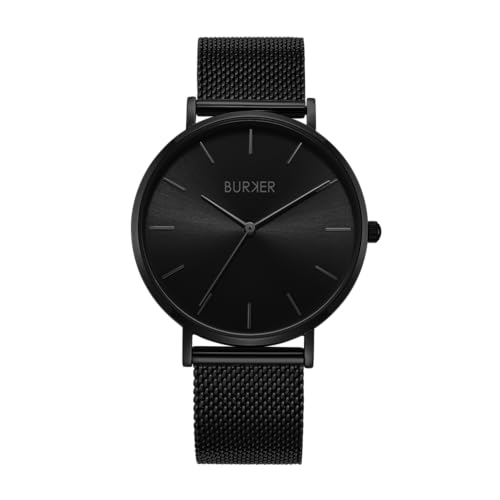 BURKER Runder Damen Uhr Ruby - Armbanduhr Schwarz - Geschenk für Sie Edelstahl Damenuhr Rund Quarz Analog Wasserdicht 3 ATM - 38 mm von BURKER