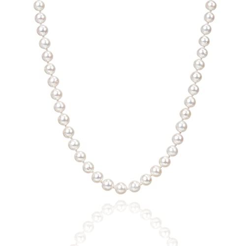 BURLAP LIFE Süßwasser-Zuchtperle AAAAA-Qualität, echte Perlenstrang-Halskette für Damen, feiner Schmuck, Geschenke für Sie, 22Inch 8.5-9.5mm, Perle, Perle von BURLAP LIFE