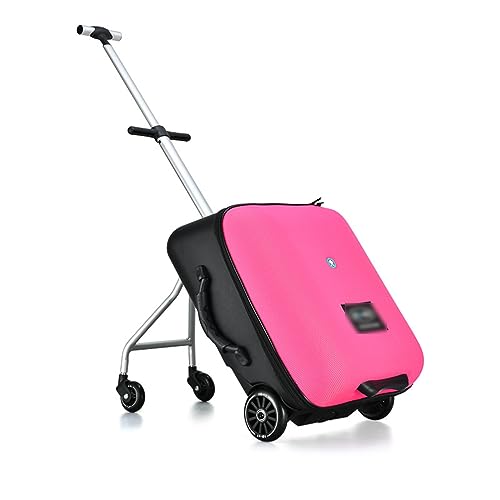 BURLOE 2-In-1-Trolley & Kinderwagen, Kinder-Aufsitzkoffer, Lazy Trolley-Koffer, Fahrbarer Koffer, Kinderkoffer, Kinder-Gepäckset, Modischer Reisekoffer,Rosa von BURLOE