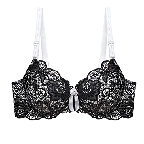 BURUVO Damen Plus Size Sexy BH Bralette Push Up Spitze Unterwäsche BH 3/4 Tasse Unterwäsche Black-1 105B von BURUVO