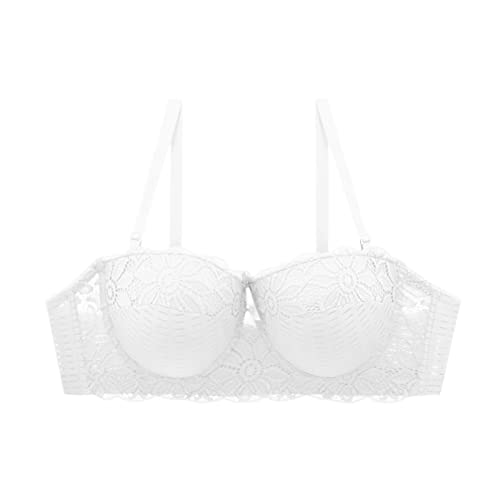 BURUVO Damen halbe Tasse BH Unterwäsche Blumendruck dünne Baumwolle Komfort sexy 85 100 Spitze BH White 85B von BURUVO