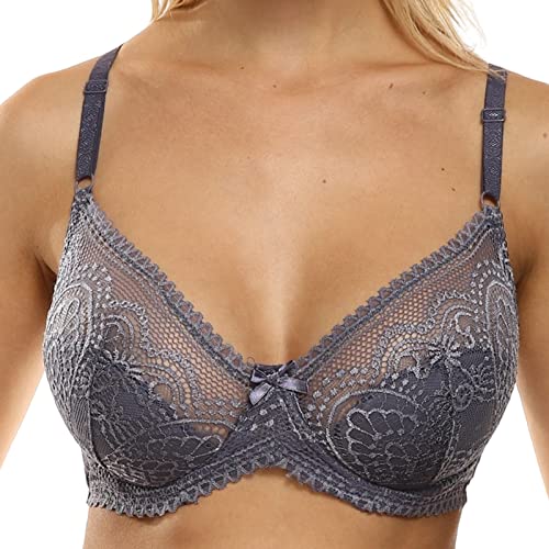 BURUVO Frauen Sexy Spitze Bralette Slim Deep V BH Unlined Push Up Multi Size BH Purple 105B von BURUVO