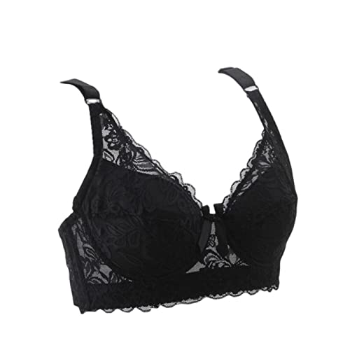 BURUVO Frauen sexy Unterwäsche 3/4 Cup gepolsterte Spitze durchsichtige BH große Cup B C D Unterwäsche Frauen BH sexy Unterwäsche große Größe Purple Black 90D von BURUVO