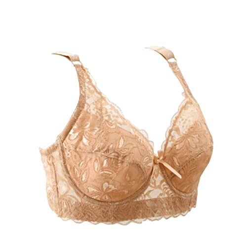 BURUVO Frauen sexy Unterwäsche 3/4 Cup gepolsterte Spitze durchsichtige BH große Cup B C D Unterwäsche Frauen BH sexy Unterwäsche große Größe Purple Brown 90D von BURUVO