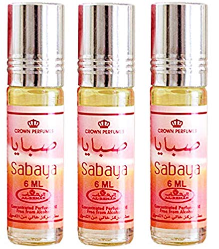 3 x Moschus Sabaya de al Rehab – 6 ml. Hinweise: Zitrus, Rosa, Grün, Blumenmuster, frisch von BUSINESS SQUARE BS