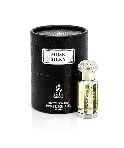 BUSINESS SQUARE BS Ayat Perfume – Parfüm-Extrakt 12 ml | schöne Flasche in Schachtel | Attar Unisex ohne Alkohol | lang anhaltendes Duftöl | Arabischer Duft, hergestellt in Dubai (Musk Silky) von BUSINESS SQUARE BS