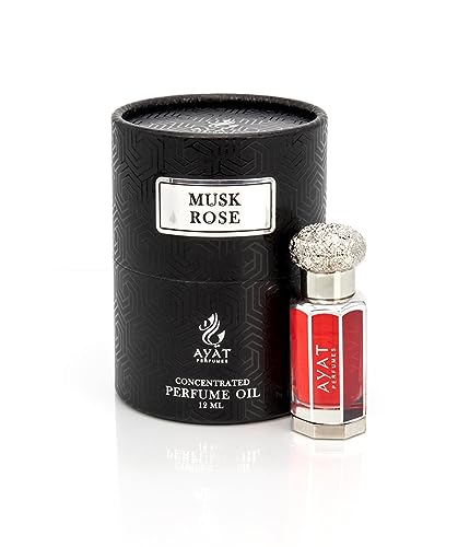 Ayat Perfume – Parfüm-Extrakt 12 ml | schöne Flasche verpackt in eleganter Schachtel | Attar Unisex ohne Alkohol | langanhaltendes Duftöl | arabischer Duft hergestellt in Dubai (Moschus Rose) von BUSINESS SQUARE BS