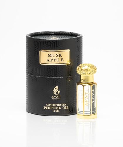 Ayat Perfumes – Parfüm-Extrakt 12 ml | Flasche in einer eleganten Box | Attar Unisex ohne Alkohol | lang anhaltendes Duftöl | arabischer Duft hergestellt in Dubai (Moschus Apple) von BUSINESS SQUARE BS