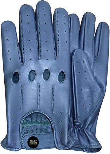 Lederhandschuhe, ohne Futter für Herren, Vintage-Stil, Retro-Stil, luxuriöse Handschuhe aus weichem Rindsleder, klassische Saiten mit 4 Löchern für Gelenke Gr. 100, blau Lederhandschuhe, ohne Futter für Herren, Vintage-Stil, Retro-Stil, luxuriöse Handschuhe aus weichem Rindsleder, klassische Saiten mit 4 Löchern für Gelenke Gr. 100, blau von BUSINESS SQUARE BS