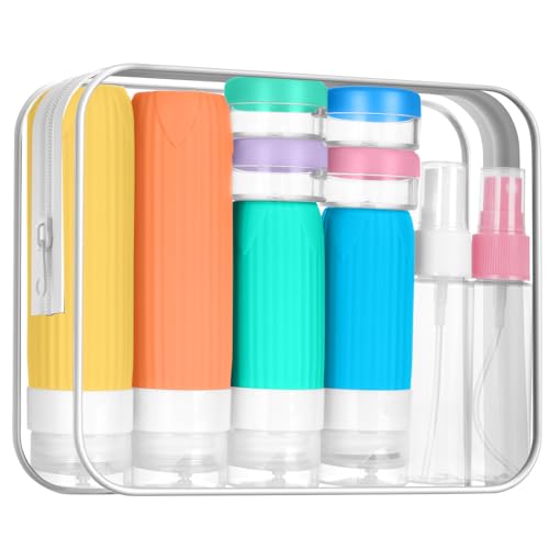 BUTBU Reiseflaschen Zum Befüllen, 19 Stück Travel Essentials, Silikon Reiseflaschen Für Damen Herren, Reisegröße Behälter, Reiseflaschen Set für Shampoo Lotion Creme Seife(Gelb) von BUTBU