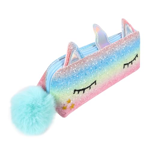 BUTIFULSIC Stift-Organizer 1Stk Federmäppchen Einhorn Brieftasche mit Pailletten Glitzer Beutel schreibwaren Stifttasche Schulsachen Hohe Kapazität Aufbewahrungstasche Manager Student von BUTIFULSIC