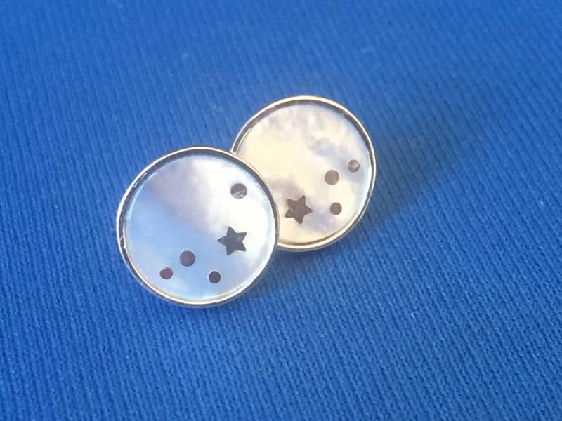 Stern Und Mond Gesetzt....gebürstet Hintergrund Polierte Sterne Sterling Silber von BUTLERSSILVER