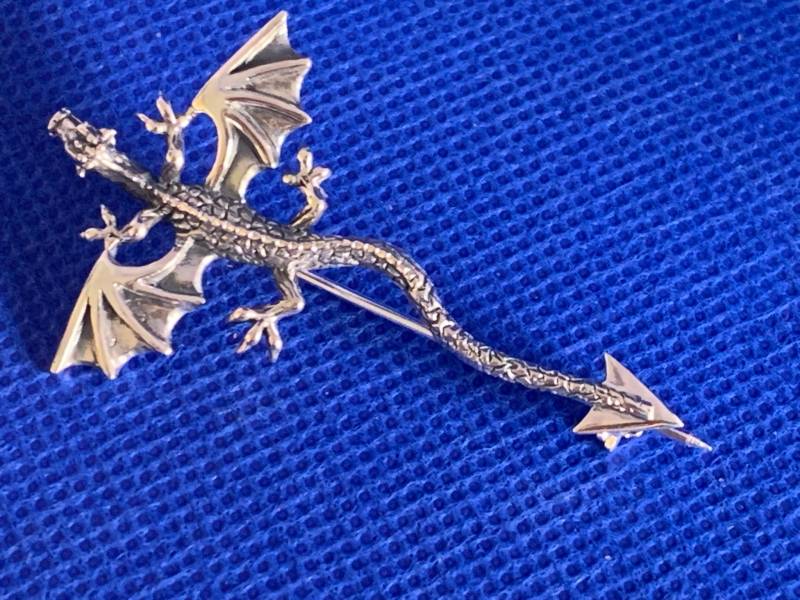 sterling Silber Drachen Brosche 3D Fantasy Anstecknadel von BUTLERSSILVER