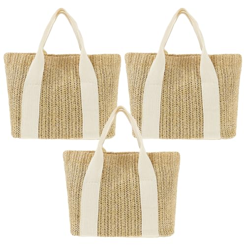 3 Pcs Stroh Handtasche Damen Umhängetaschen Damen Boho Stil Stroh Strandtasche für Sommer Strand Reisen Urlaub von BUTORY