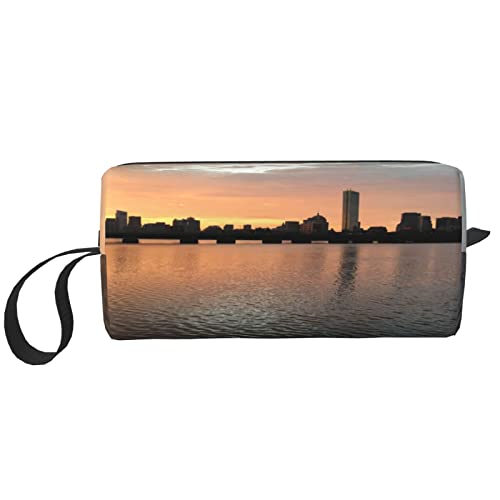 Hunde-Make-up-Tasche, kleine Reise-Kosmetiktasche für Teenager-Mädchen, Reißverschlusstasche für Damen, tragbare Kosmetiktaschen für Outdoor, Business, Sport und Fitness, City Sunset, Einheitsgröße von BUULOO